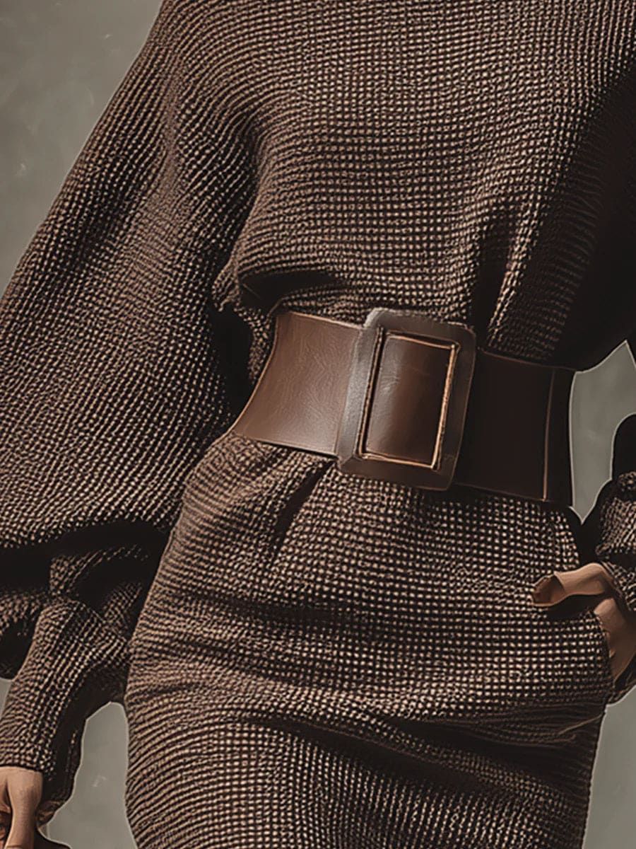 VALEN PARIS™| CLÉA Robe maillée courte avec ceinture structurée