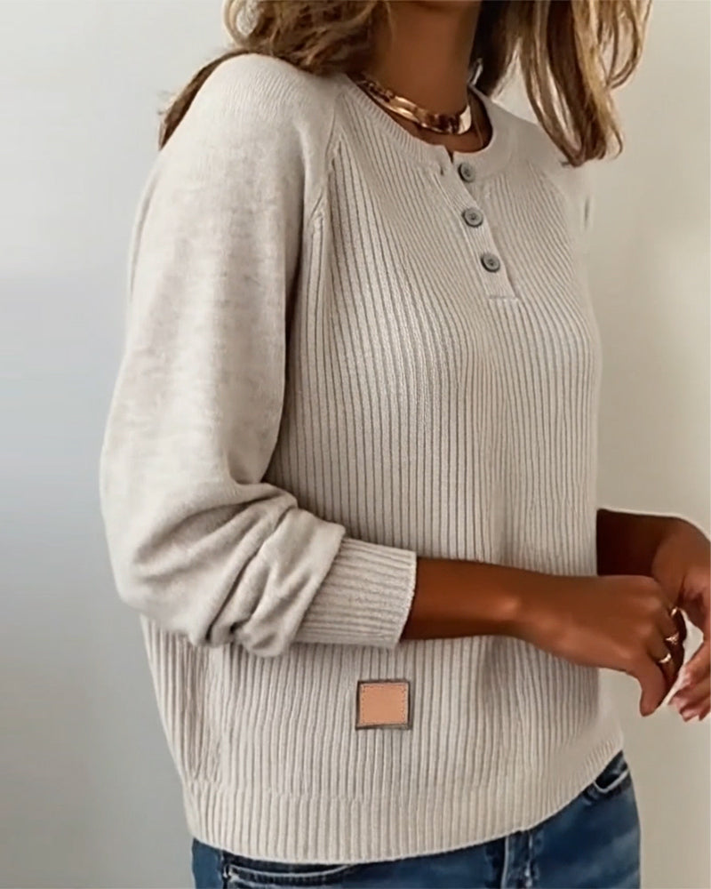 VALEN PARIS™| Pull Élégant Bouton Manche Raglan