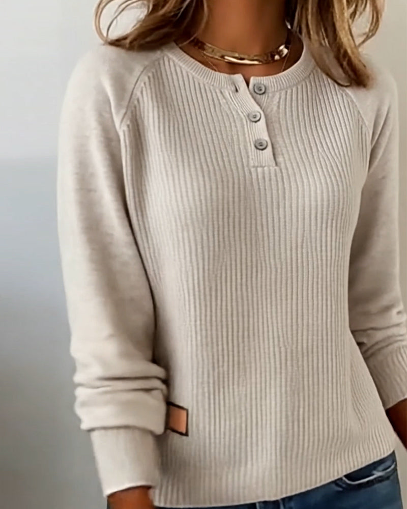 VALEN PARIS™| Pull Élégant Bouton Manche Raglan