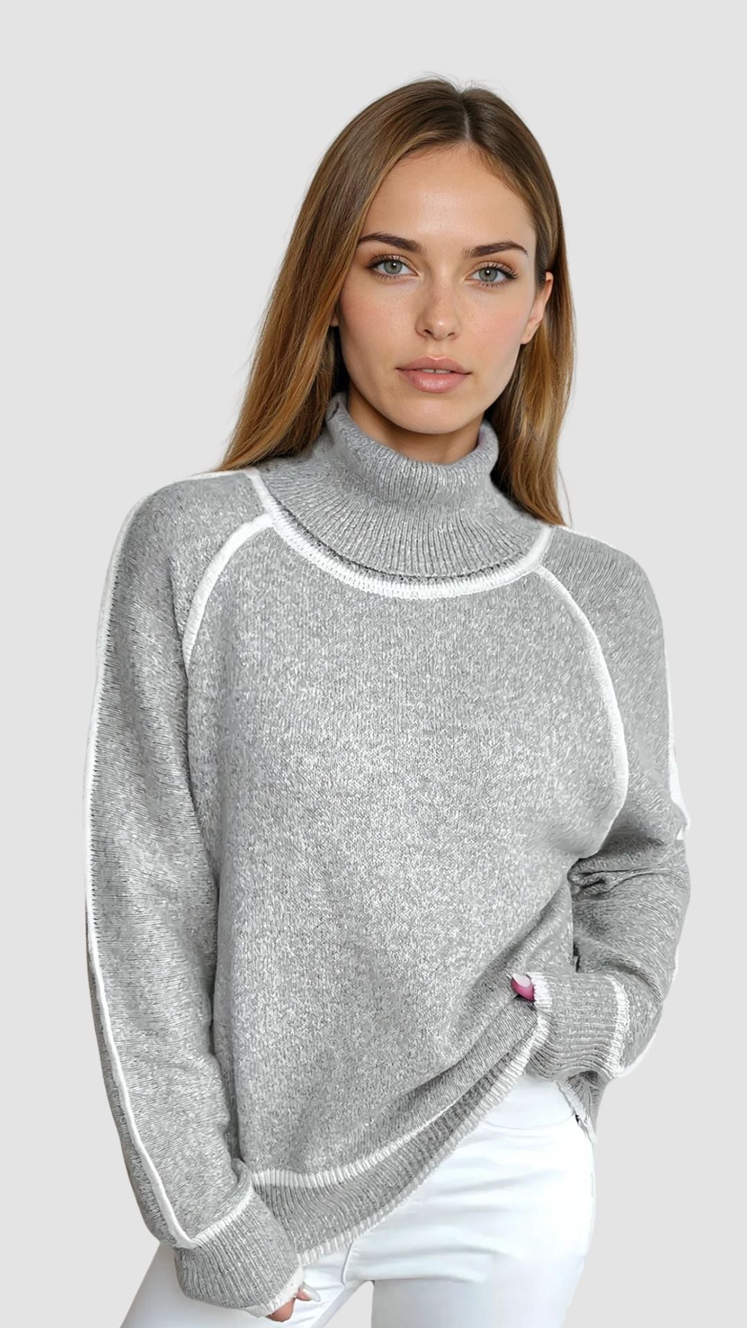 VALEN PARIS™|Pull Col Montant Tendance Couleur Contrastée